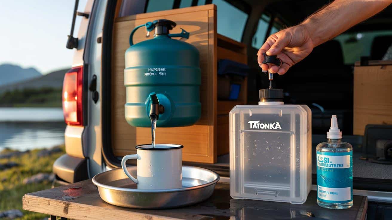 Camping/Vanlife: Die 3 besten faltbaren Wasserkanister (mit integriertem Zapfhahn) und die Methode zur Reinigung mit Silberionen, um das Trinkwasser frisch und keimfrei zu halten