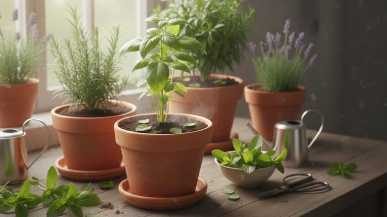 Víc než jen svěží vůně: použijte lístky máty k vytvoření přírodní a levné bariéry, která udrží hmyz mimo vaše květináče (Obrázek: IA - Gemini).