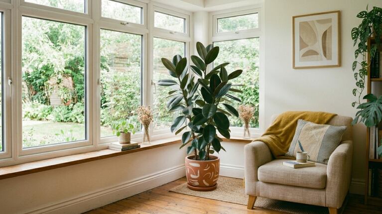 Mnoho odborníků doporučuje ficus elastica do světlých koutů. (Foto: Ilustrativní snímek vytvořený umělou inteligencí)